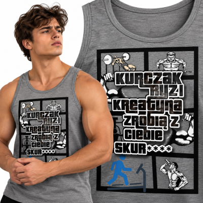 TANK TOP NA SIŁOWNIĘ KURCZAK RYŻ 2 SIWA